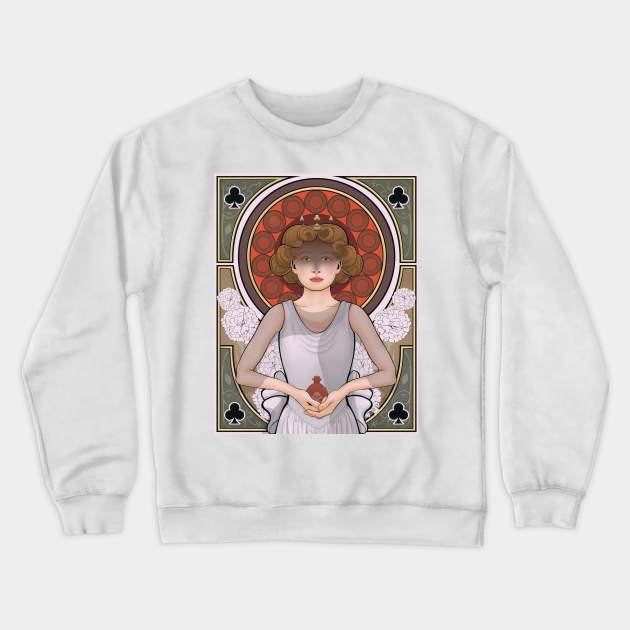 Queen of Clubs Crewneck Sweatshirt by Art by Angele G